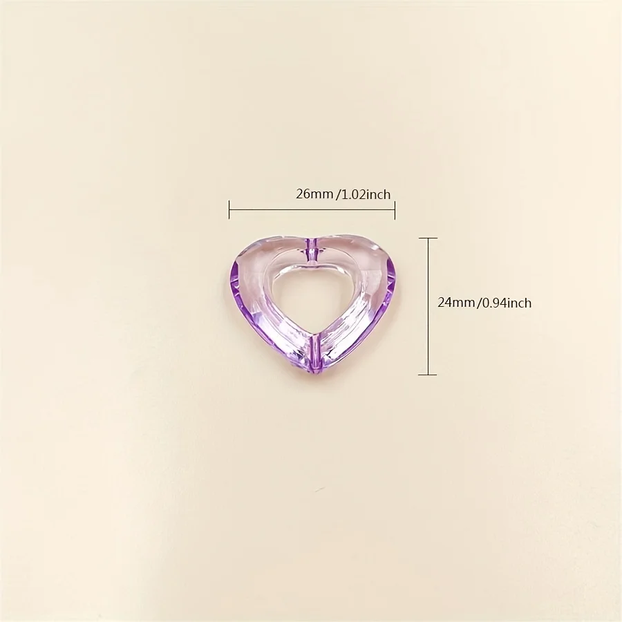 10pcs/set 24mm*26mm Big Transparent Candy Color Hollow Acrylic Heart Pendant For DIY Keychain Jewelry Making Accessories