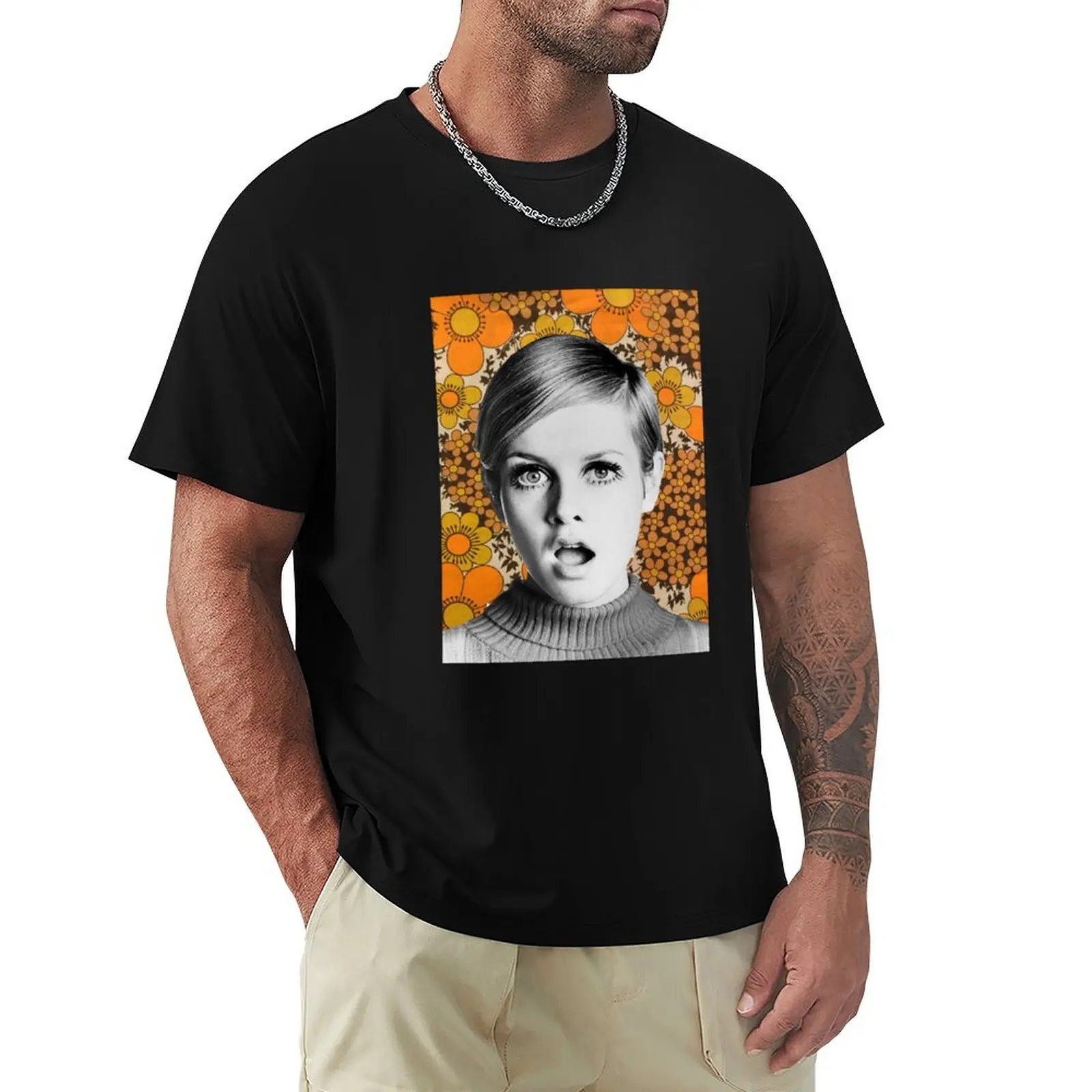 

Twiggy flower background T-Shirt shirts graphic graphic t shirt vintage mens white t shirts