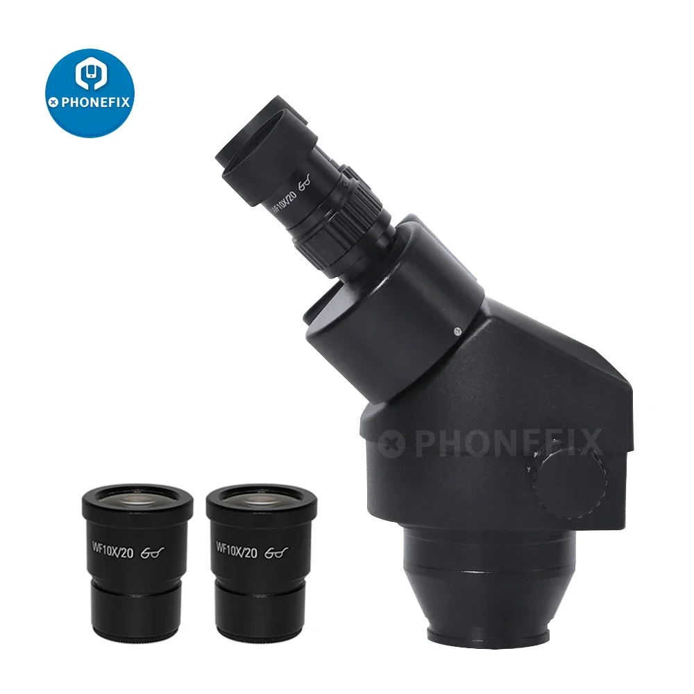 Microscope Head Magnification Continuous Zoom 7X-45X Simul Focal Industrial Binocular Stereo for Phone LAB PCB Repair Soldering