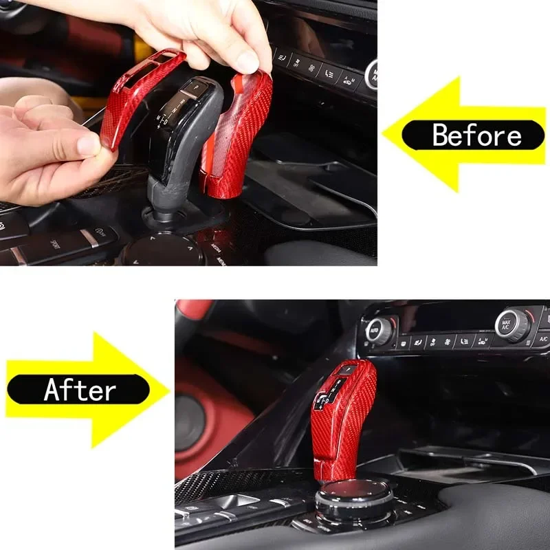 For 2019-2022 Toyota GR Supra A90 real Carbon Fiber car styling car shift head protector cover sticker car interior accessories