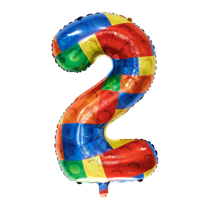 32 Inch Building Block Number Balloons Block Latex Balloons for Colorful Blocks Theme Birthday Party Baby Shower Decorations