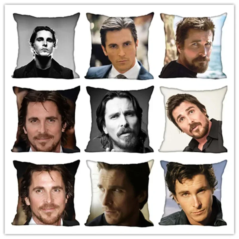 Hot Custom Christian Bale Square Pillowcase Custom Zippered Bedroom Home Pillow Cover Case More Size 45x45cm Best Gift