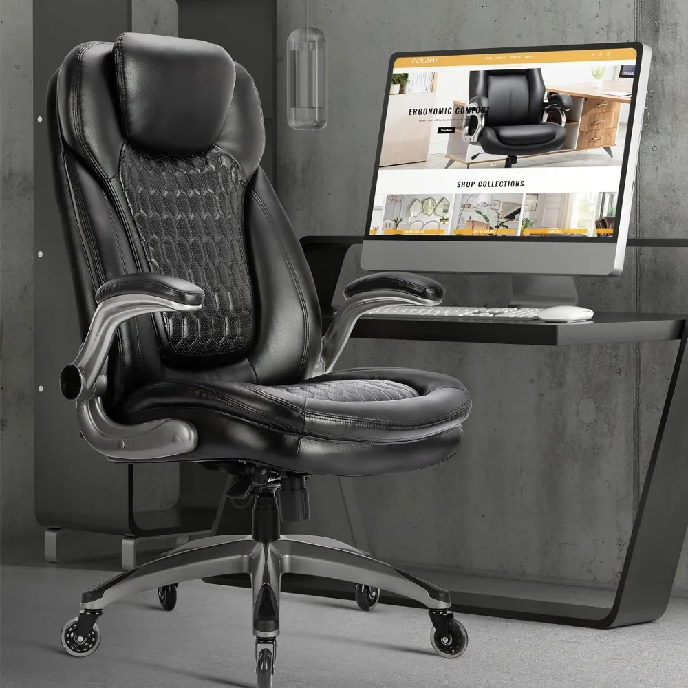 

COLAMY Office Chair-Ergonomic Computer Desk Chair with Thick Seat for Comfort, High Back Executive Chair with Padded Flip-up