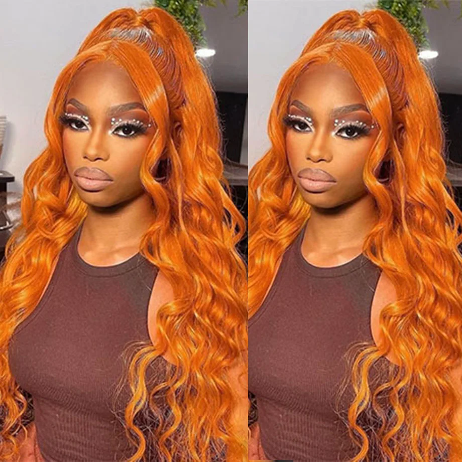 

Body Wave Orange Ginger Lace Front Wigs Human Hair 13x6 Hd Lace Frontal Wig Colored 13x4 Transparent Brazilian Hair Wigs On Sale