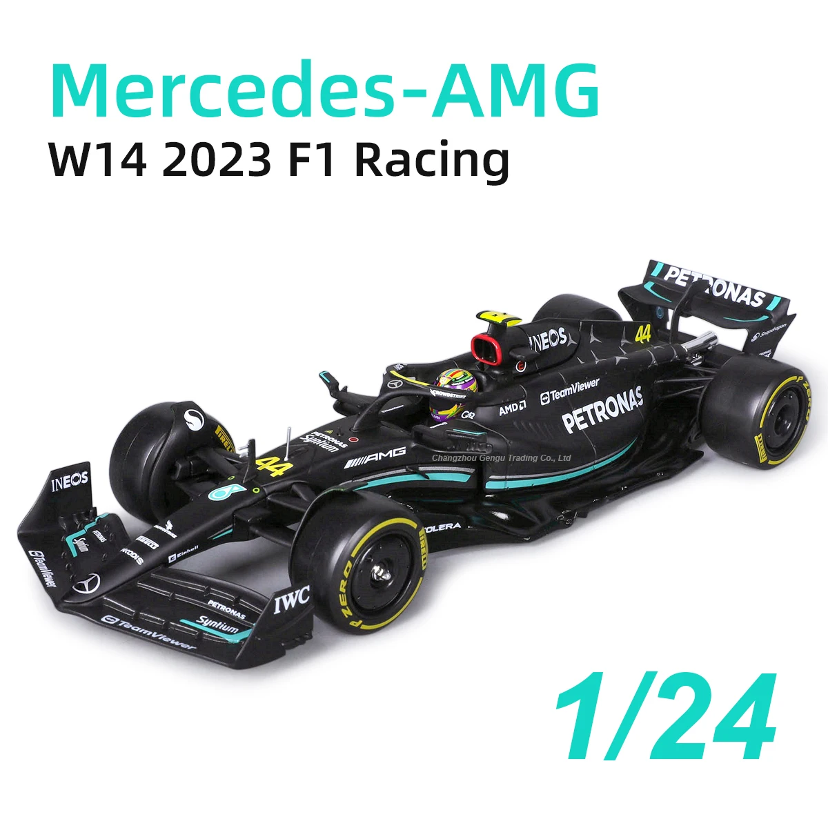 Bburago 1:24 Mercedes 2023 AMG W14 E Performance #44 Lewis Hamilton F1 Formula Car Static Diecast Alloy Model