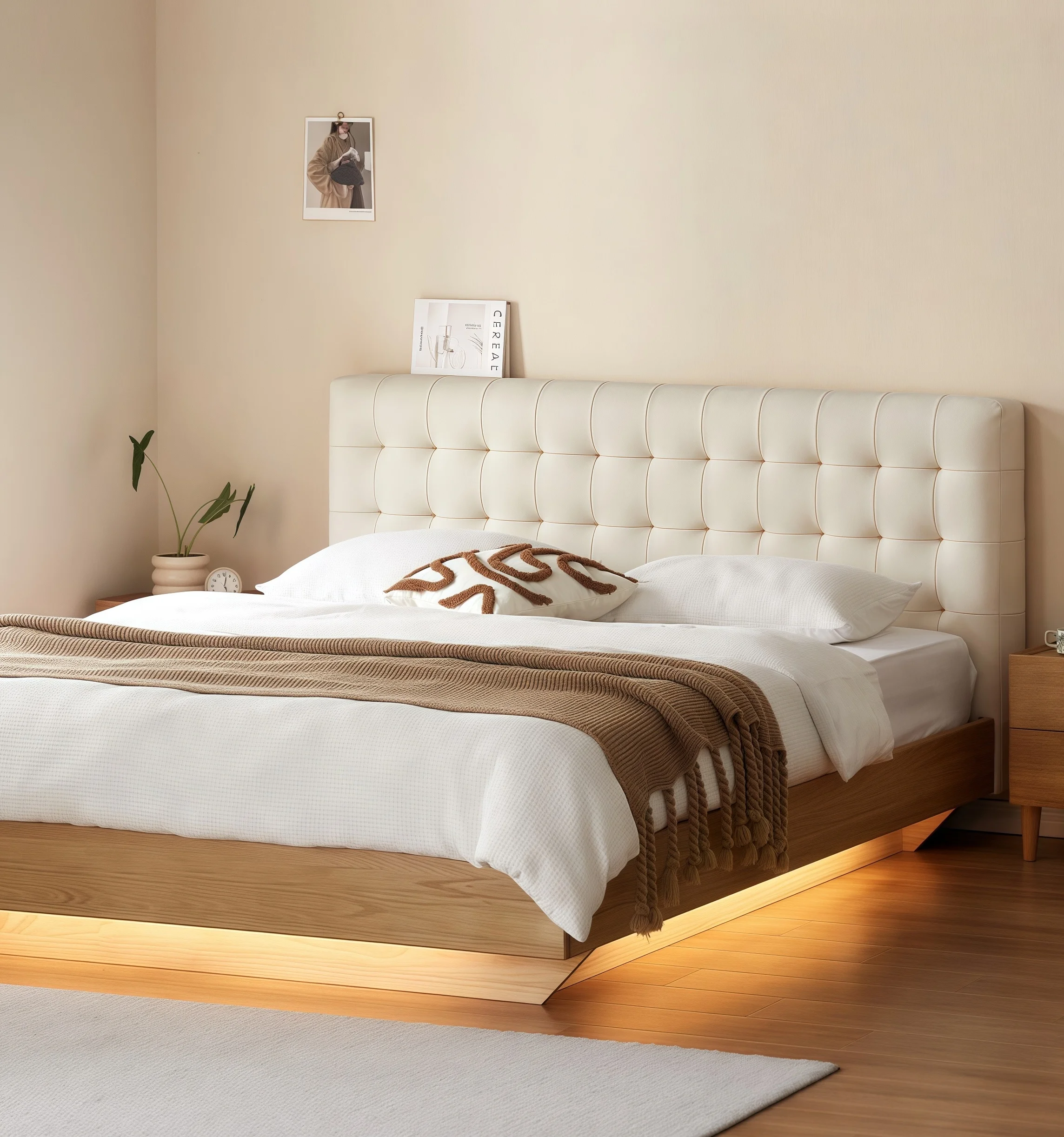 

#Tufted Leather Headboard & Storage | Modern Bedroom Bed