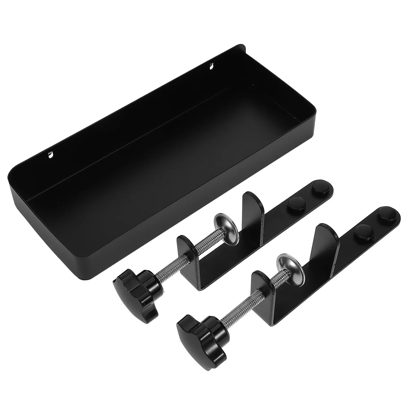 

1Set Pegboard Storage Box Organizer Black Metal Wall Mount Desktop Clamping Shelf for Home Office Organization Nail Free