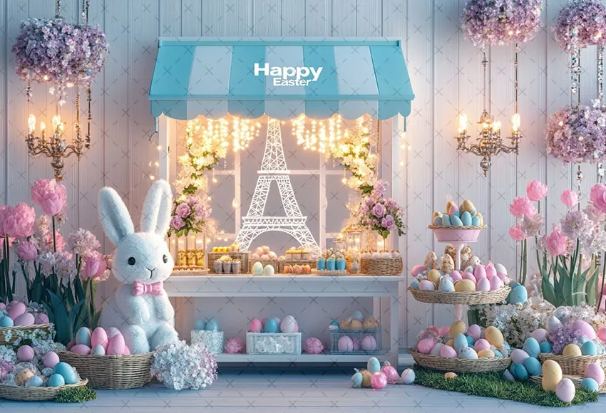 Mehofond Photography Background Spring Easter Garden Floral Rabbit Kids Birthday Cake Smash Portrait Decor Backdrop Photo Studio