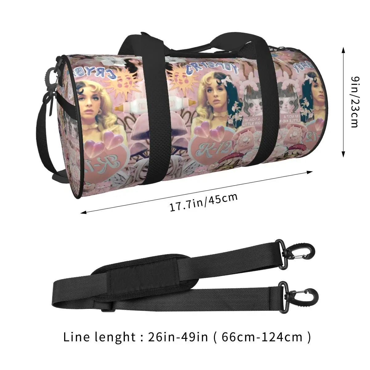 Melanies Martinezs American Singer  Cartoon Sports Bags Luggage Gym Bag Large Retro Handbags Men Design Outdoor Fitness Bag