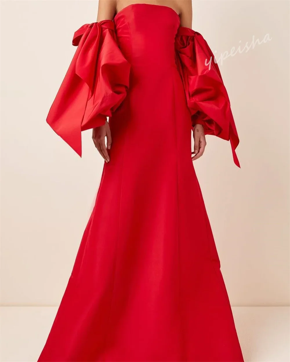 Yipeisha Prom Dress Fashion Off-the-shoulder A-line Floor Length  Dresses Bowknot Satin Customized