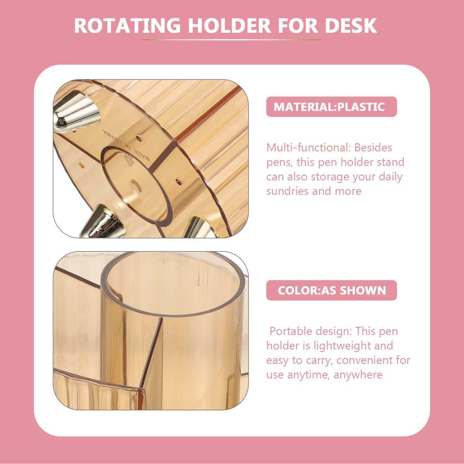 

Large Capacity Bucket Transparent Desk ganizer for Rotating Holder For Desk Pens Lipsticks Brushes Cutlery Rotating Holder