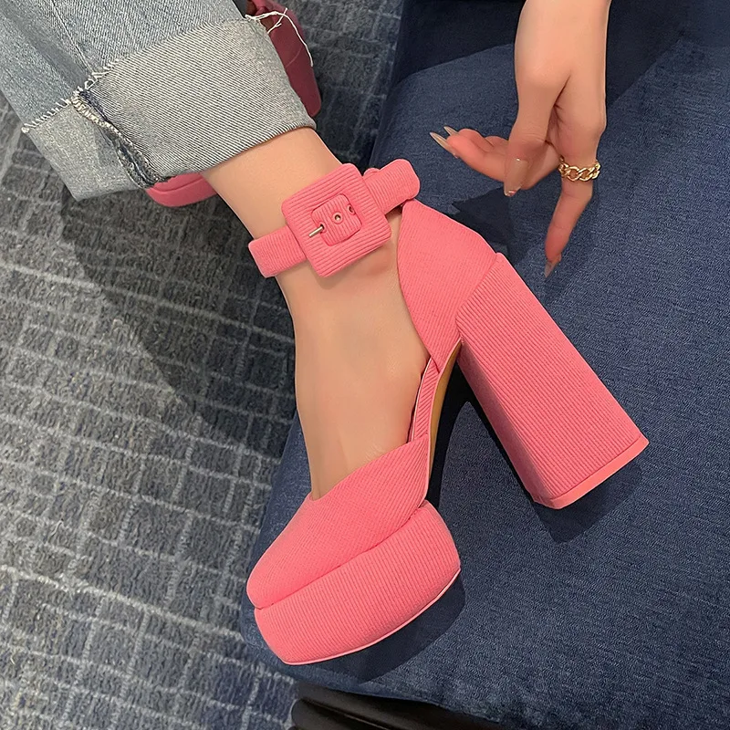 Sandals High Heel And Ankle Sexy Office 2023 Fashion Shoes Luxury Platform Womens Sandals Chunky Heel Mary Jane Shoes Hollow Toe