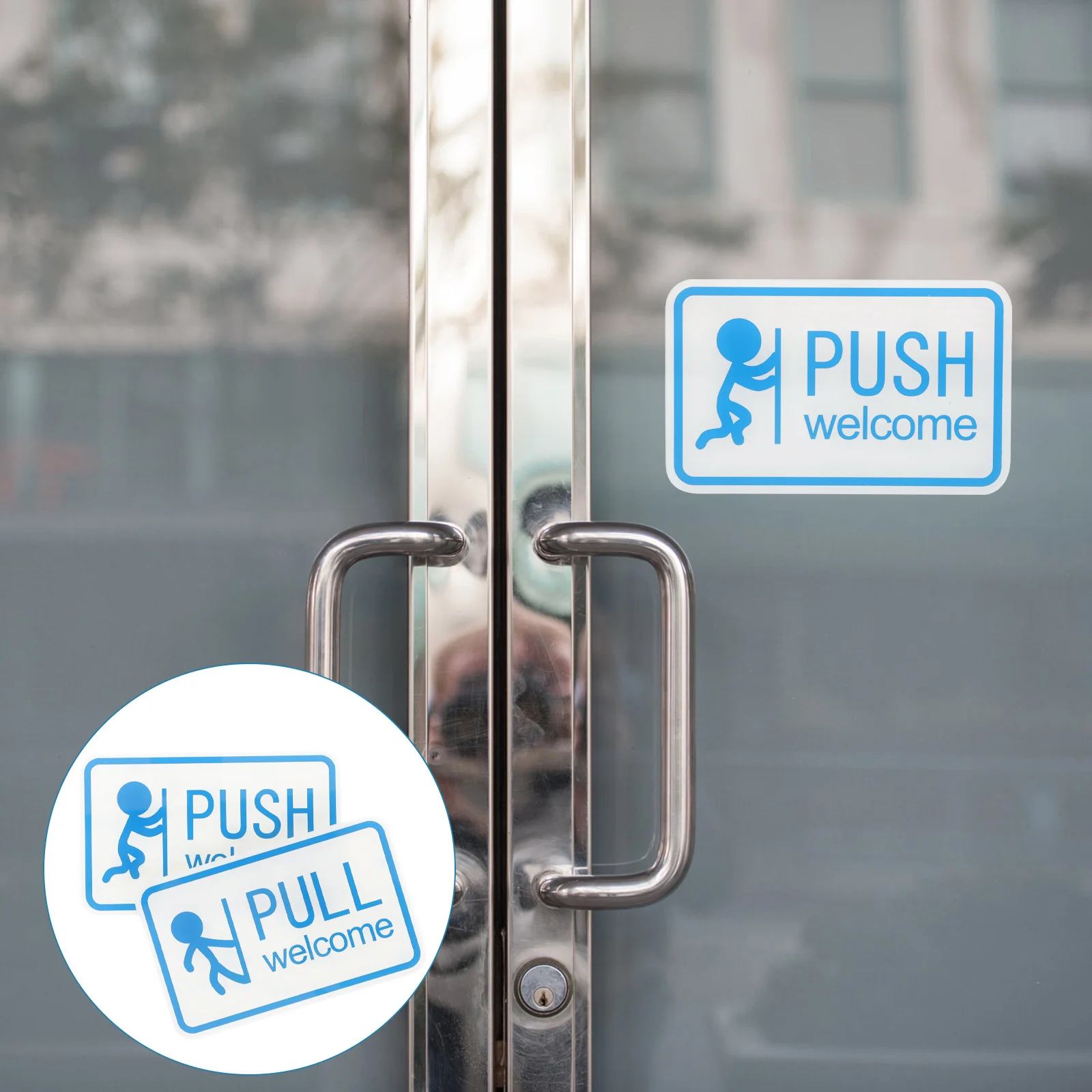 

2Pcs Pull Push Door Signs Matte Finish Pull Push Door Indication Sign for Glass Entrance Restaurant Mall