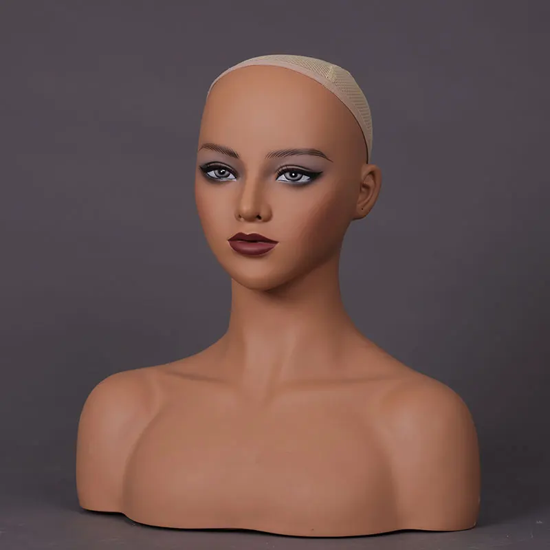 Realistic Wig Mannequin Head Female Mannequin Head With Shoulder Ormosia Lips Doll Head To Put Wigs PVC Manikin Head For Display