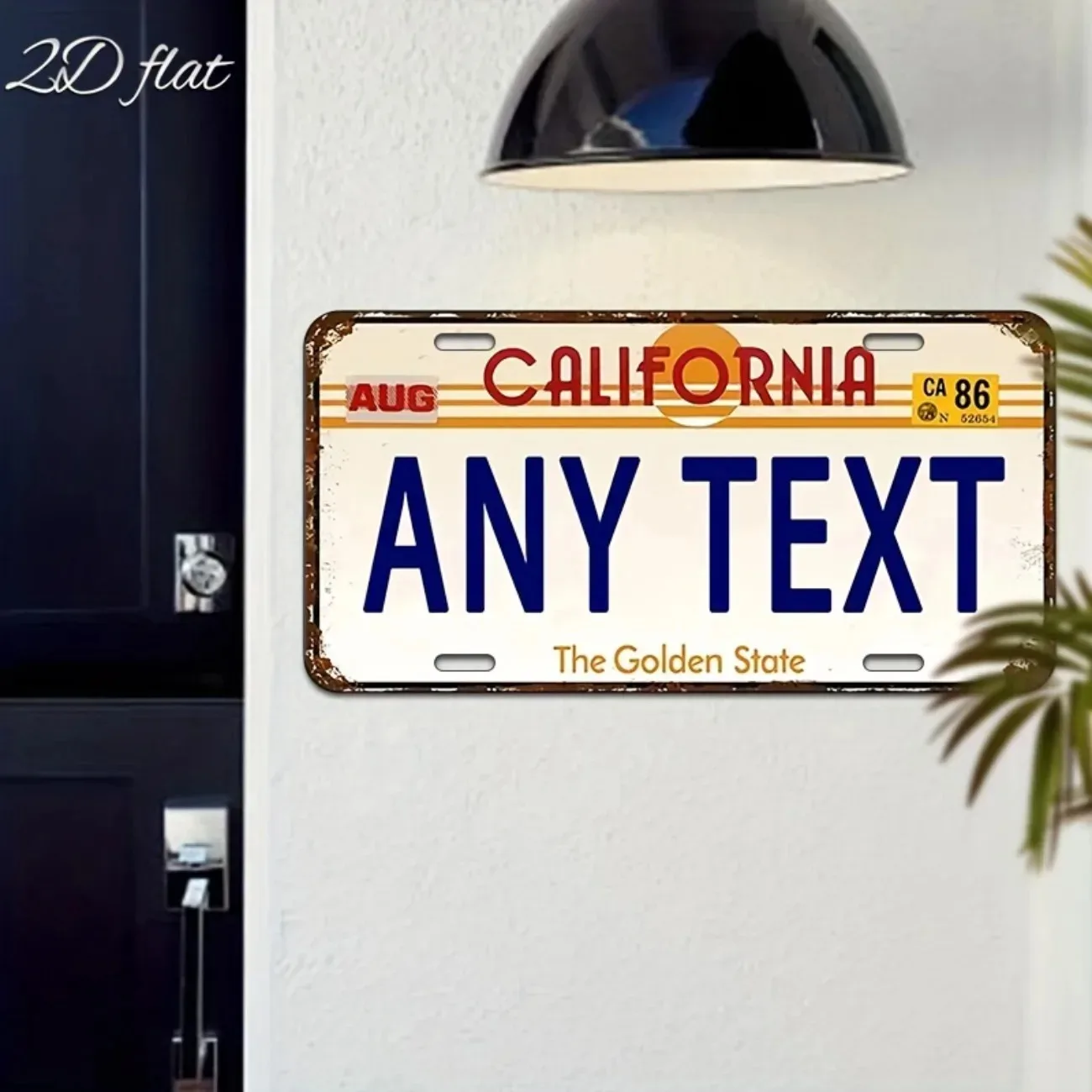 Customizable California 2D Flat Metal License Plate - Personalized Text/Logo | Vintage Home/Car/Garage Decor Gift (Decor Only) view 5
