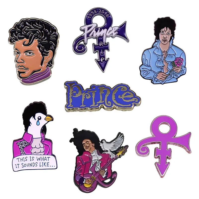Broche con Logo del Príncipe cantante, imagen artística de dibujos animados de músico, Pin esmaltado, insignia de joyería para Collar, decoración para mochila, regalo para seguidores