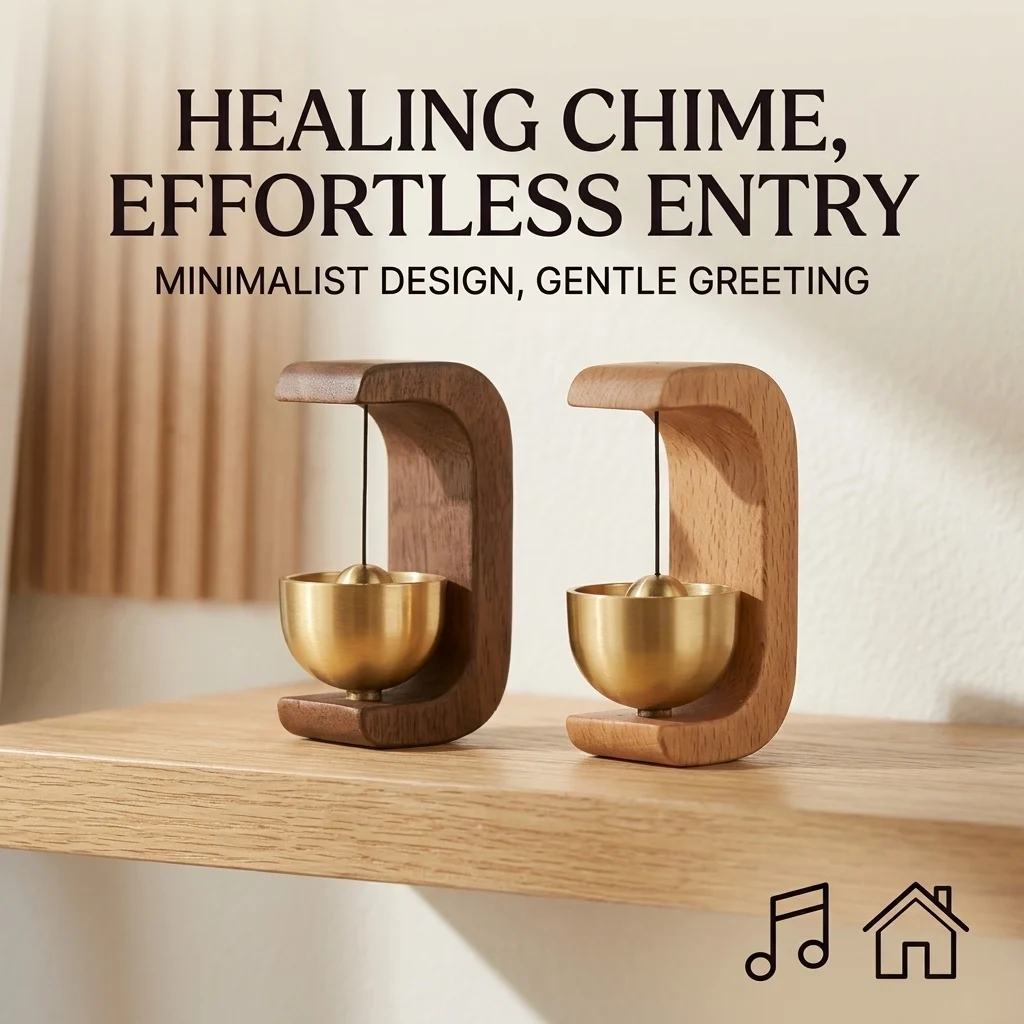 1 PCS Hanging Decorations Wooden Wind Chimes Wireless Doorbell Entrance Door Dopamine Bell Decorative Wind Bell for Home Opening