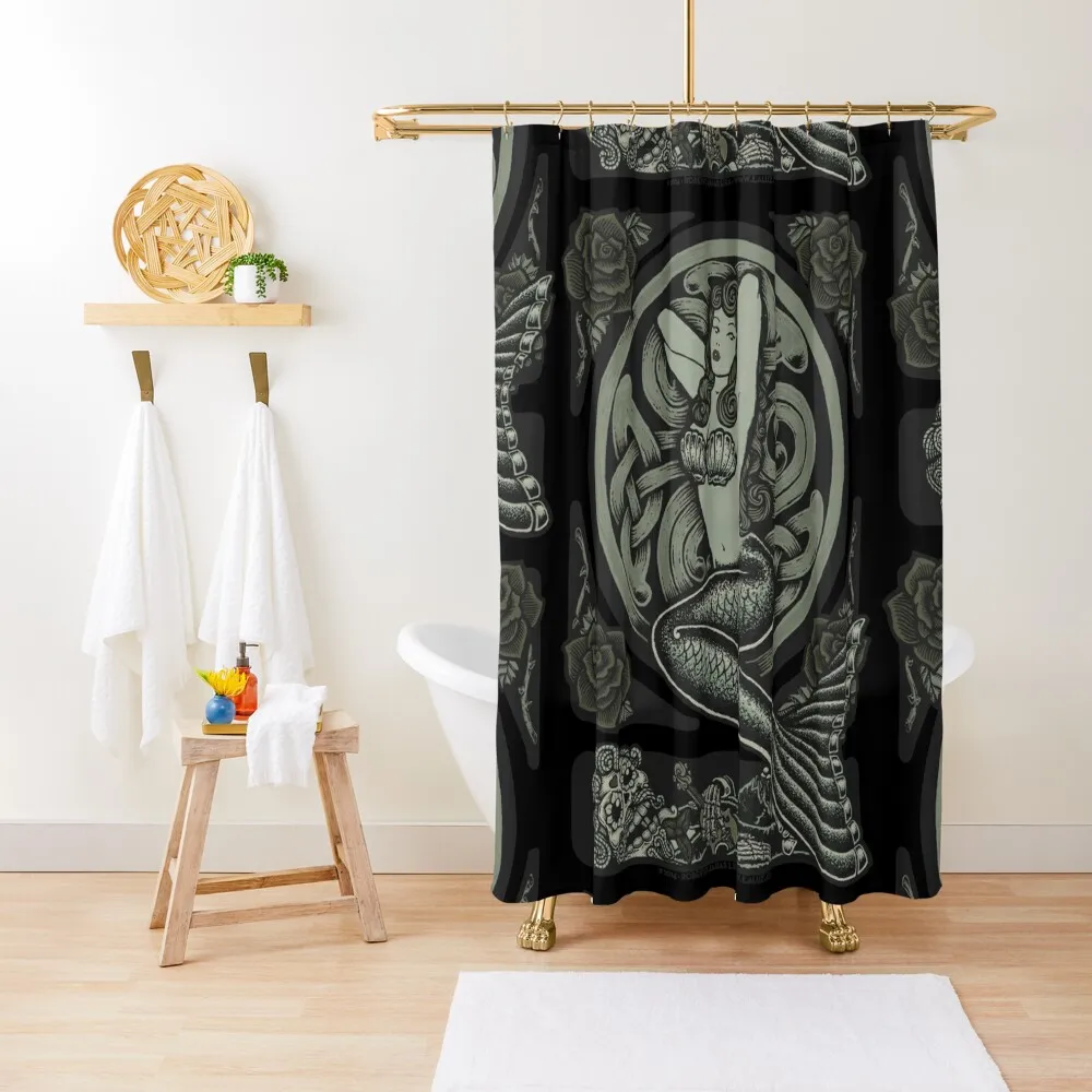 

Vintage Classic Pinup Mermaid Shower Curtain Modern Accessory Bathrooms Waterproof Fabric Bathroom Luxury Bathroom Curtain
