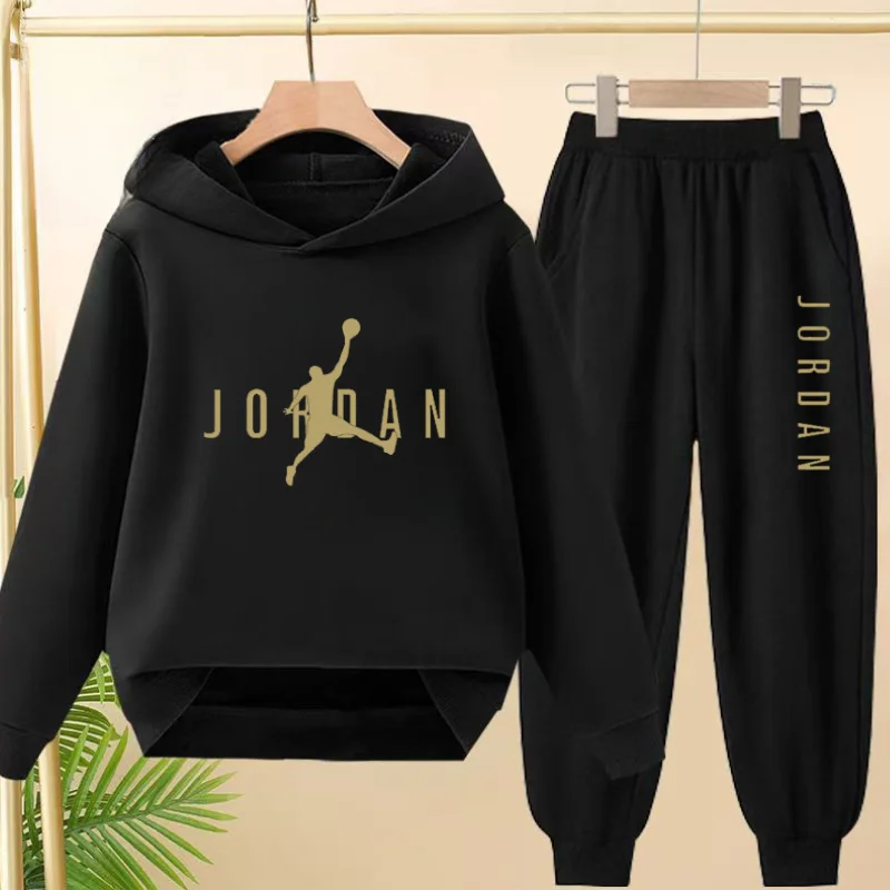 

Children Boy Girl 2 Piece 3-12 Age Leisure Letter Outerwear Hoodie+Trousers Pullover Hooded Autumn Winter Basketball Sportswear