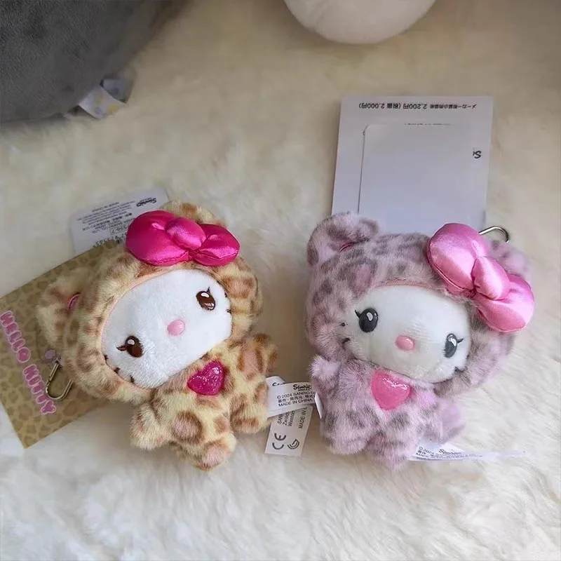 

Милый брелок Hello Kitty с леопардовым мишкой, коллекция, мягкая кукла со съемным брелоком, подвесной аксессуар для рюкзака