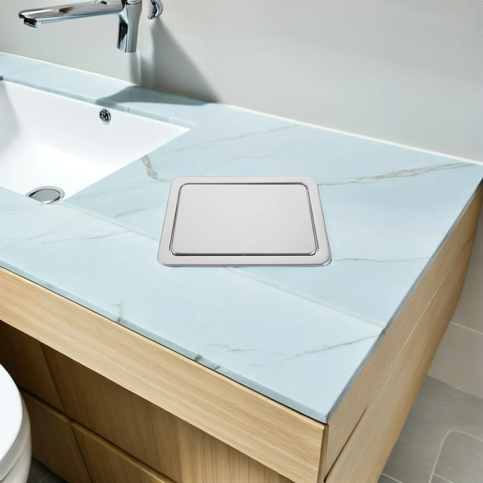 

2 шт. встраиваемых крышек для мусорных баков из матовой нержавеющей стали с откидной крышкой для кухонных шкафов, столешниц, скрытия отверстий для мусорных контейнеров