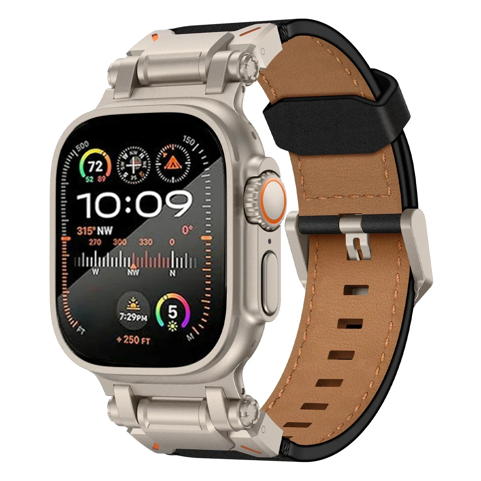 حزام جلدي لساعة أبل الترا 49 ملم 45 ملم 42 44 ملم سوار رجالي فاخر لساعة iWatch se 6 5 4 Series 9 8 7 Ultra 2