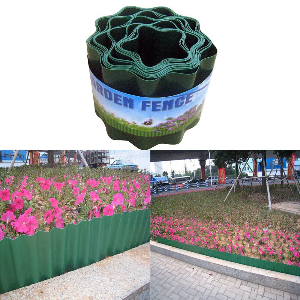 

Garden Landscape Lawn Corrugated Edging Green Sturdy Flexible Garden Lawn Border for Raised Flower Bed Tree Fence Surrounds