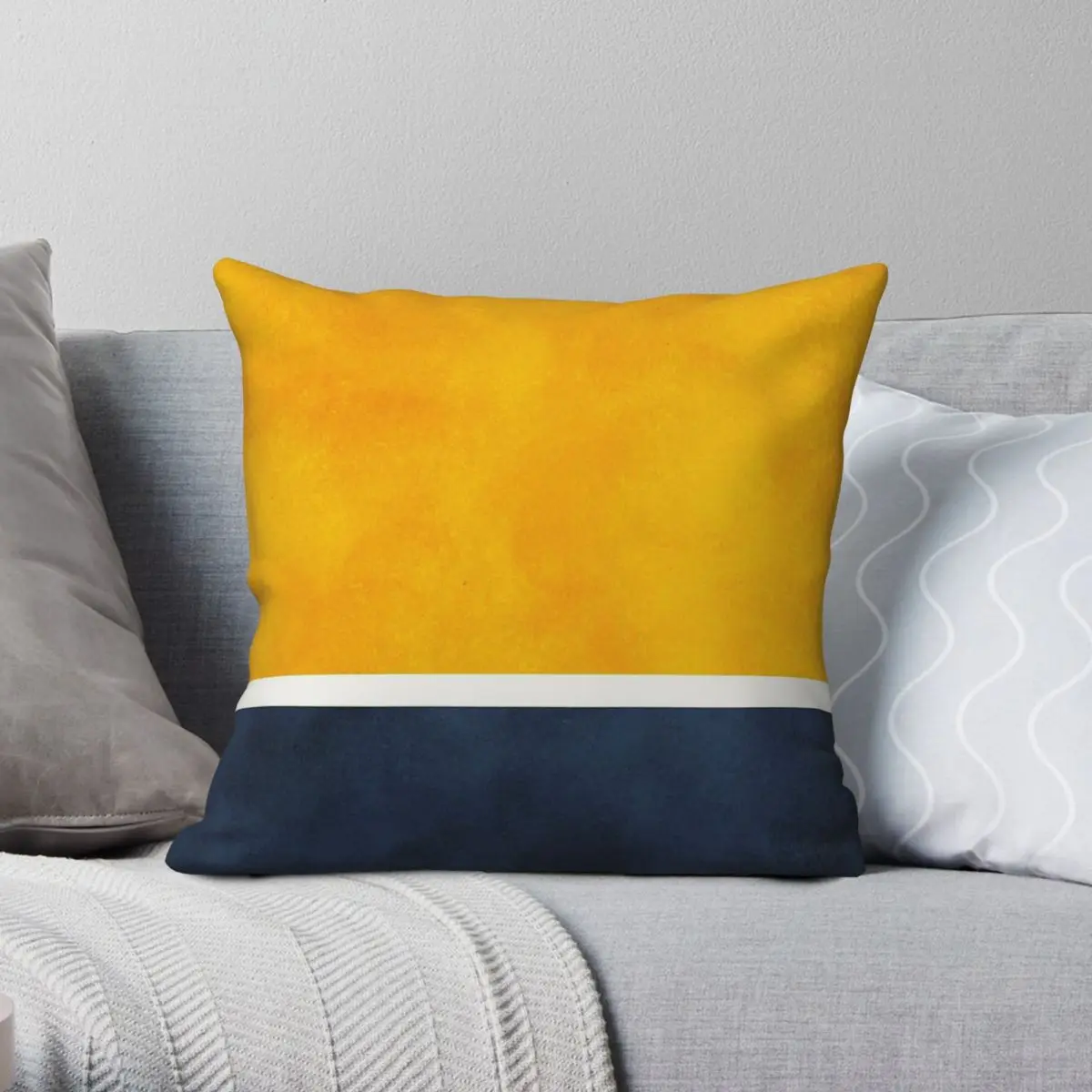 

Mid Century Abstract Blue Yellow Square Pillowcase Polyester Linen Velvet Pattern Decorative Throw Pillow Case Room Cushion Case