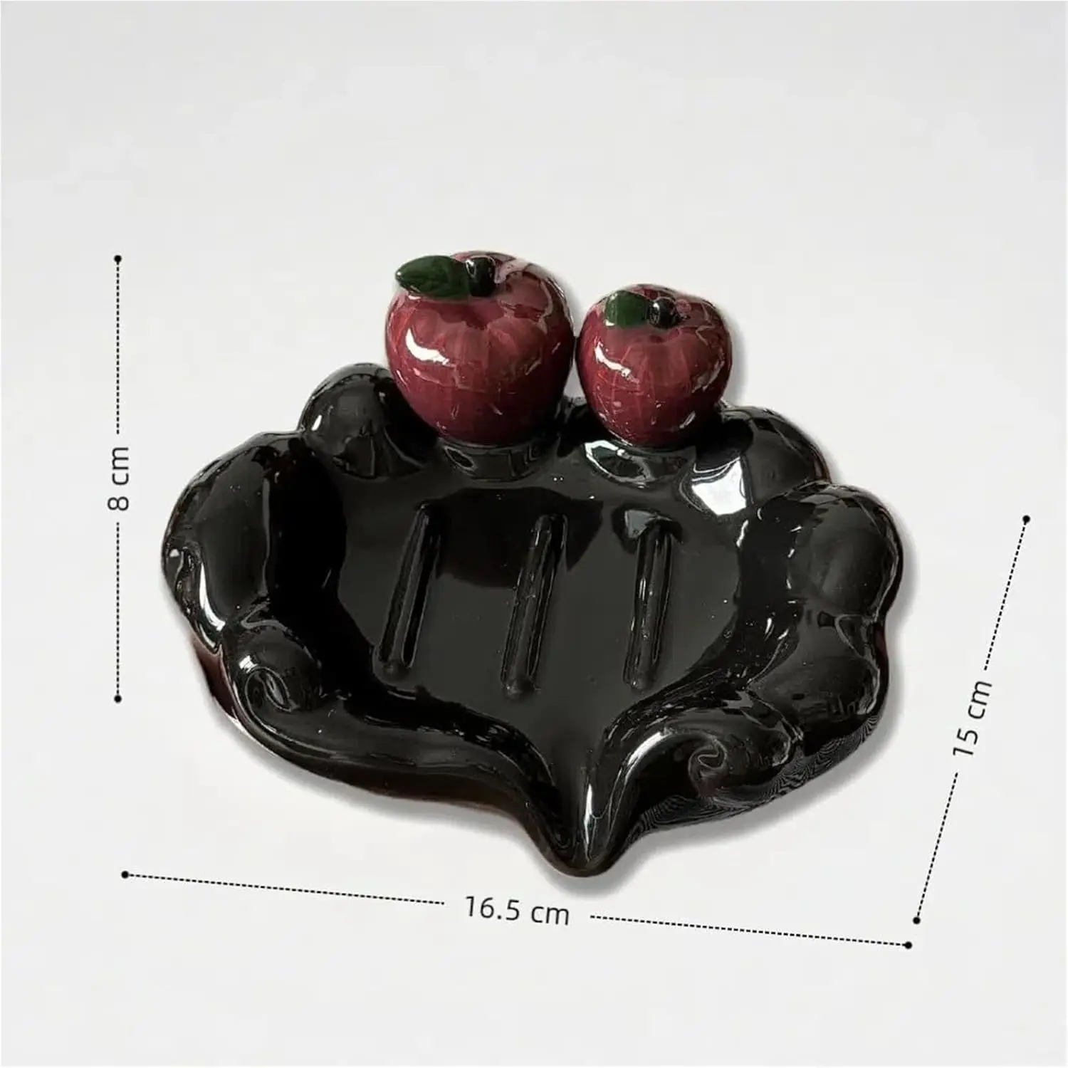 Ceramic soap dish with drainage slot, featuring a creative apple design; a household soap holder/soap box.