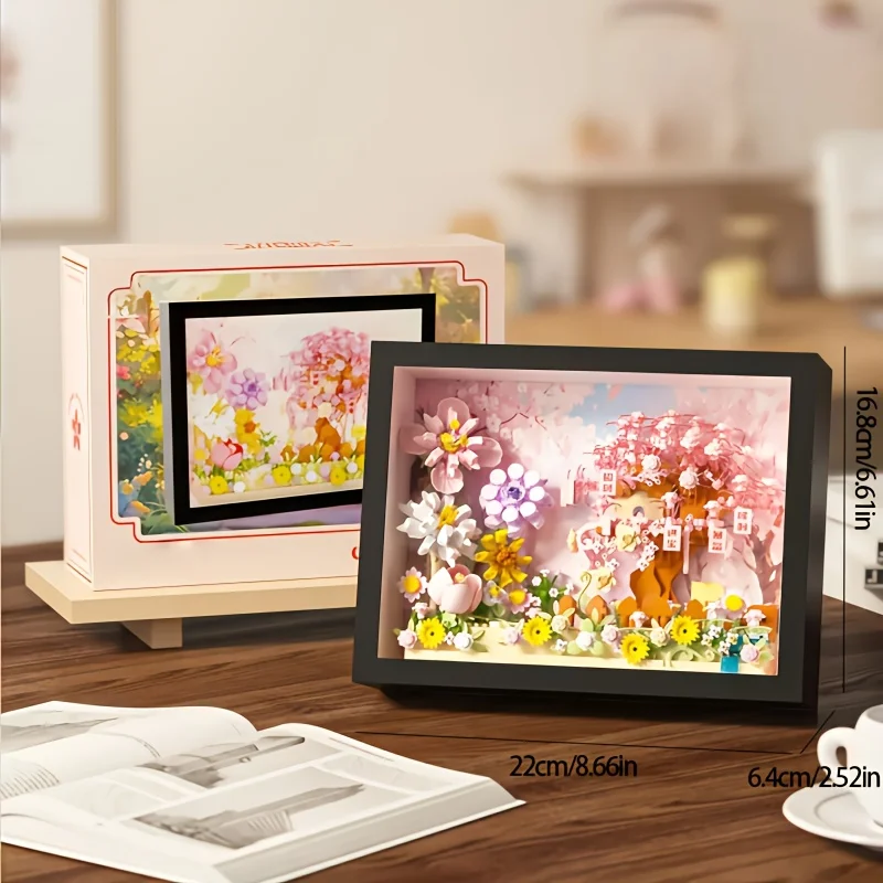 Zestaw do składania kwiatowego drzewka życzeń - Miękkie i żywe kolory, łodygi kwiatowe z kwiatami, kształt serca