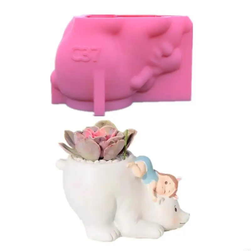 C71E Silicone Mold 3D Bấu hoa dễ thương Pot Mold DIY Handmade Craft Home Trang trí