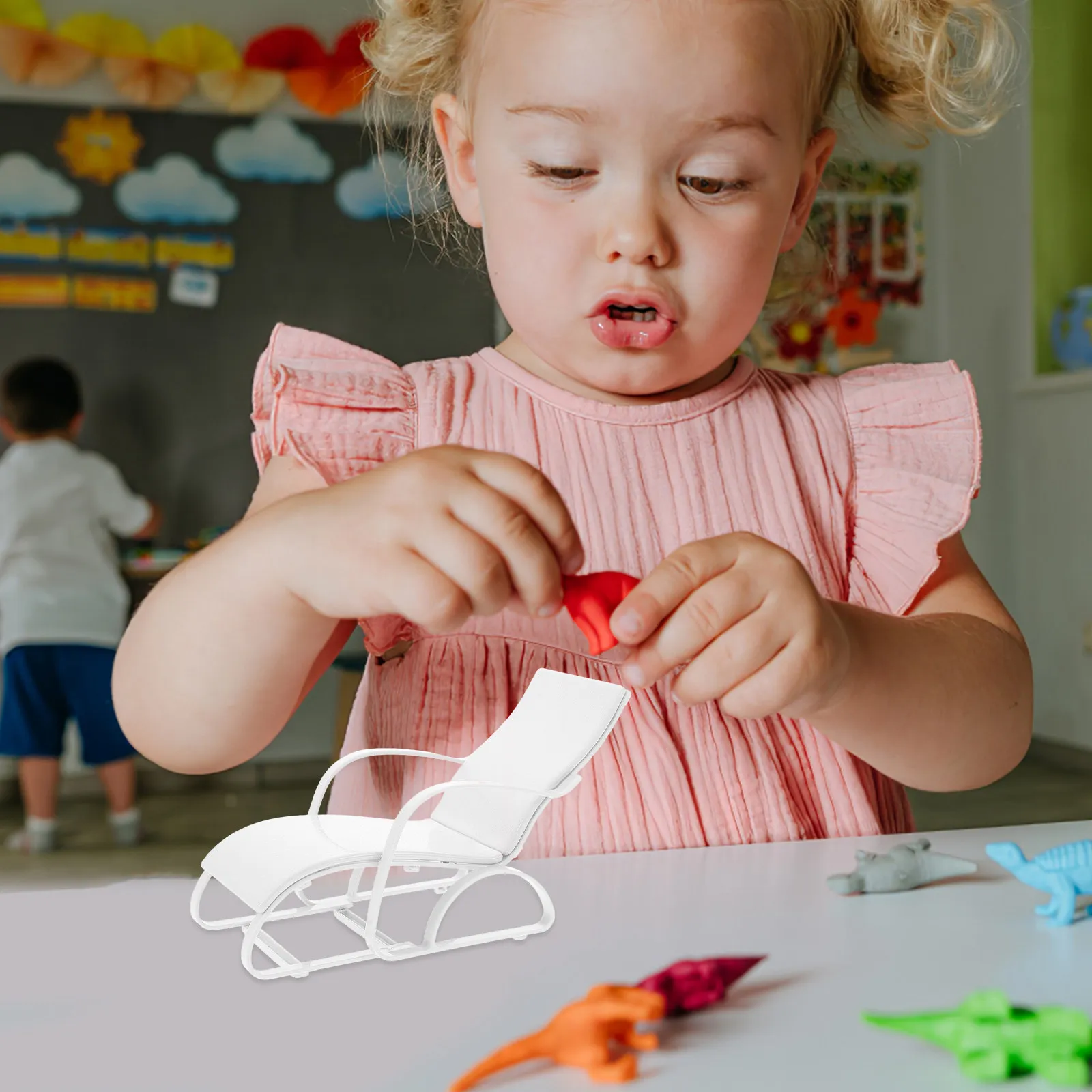 

Mini Beach Chair for Dollhouse Furniture 1:12 Scale Kids Playset Accessory Realistic Outdoor Lounge for Pretend Play Craft