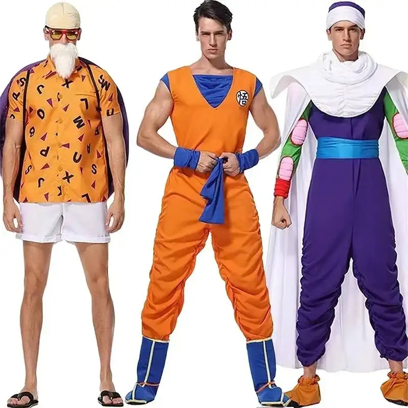 

Anime Son Goku Master Roshi And Small Cosplay Costume Adult Man Set Superhero Carnival Role Play Dress Up