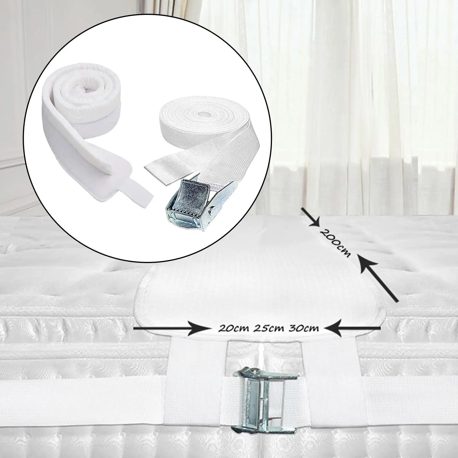 Bed Bridge Mattress Connector with Fixing Strap Polyester Filler for Family Bed Pad King Size Bed Sheets