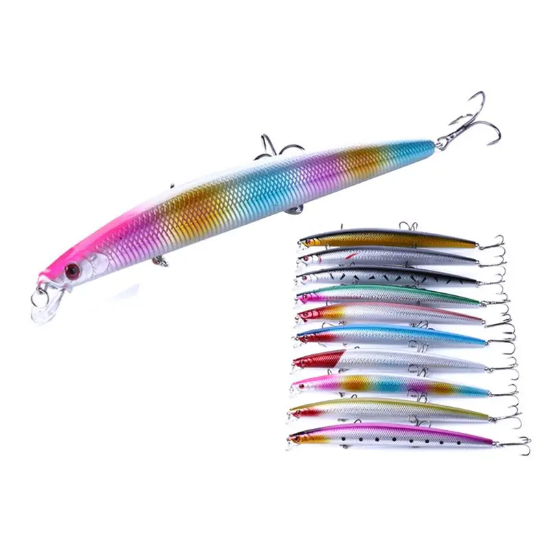 Stable- 10Pcs Mixed Color Fishing Lures Set 18cm 246G Treble Hooks Lifelike Bait Bass Wobbler Crankbait