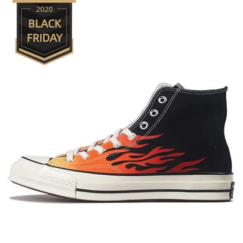 Converse 1970s ctas 70 hi flame resistant lightweight high top canvas shoes for both men and women, black and red stitching