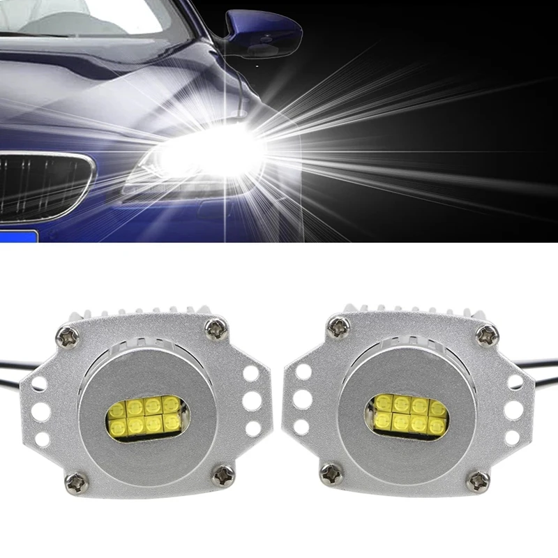 4Pcs Angel Eyes Canbus 80W LED Headlight Marker Light Bulbs Error Free For -BMW E90 E91 3 Series 2005-2008 Super White