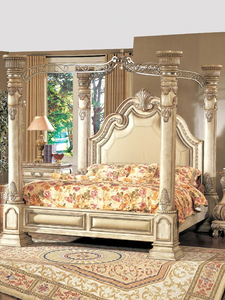 European luxury Roman pillar bed Emperor bed Classical American villa large double bed high-end frame bed