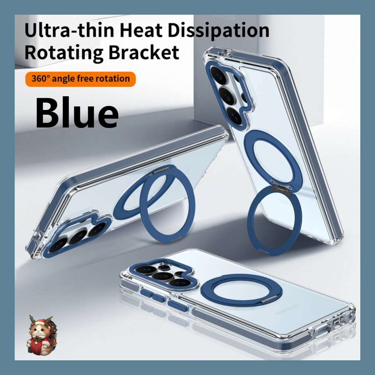 Case For Samsung Galaxy S26 Ultra, S26 S25 S24 Plus ELVEV Clear Hard PC + TPU Frame Rotating Stand Magnetic Phone Cover
