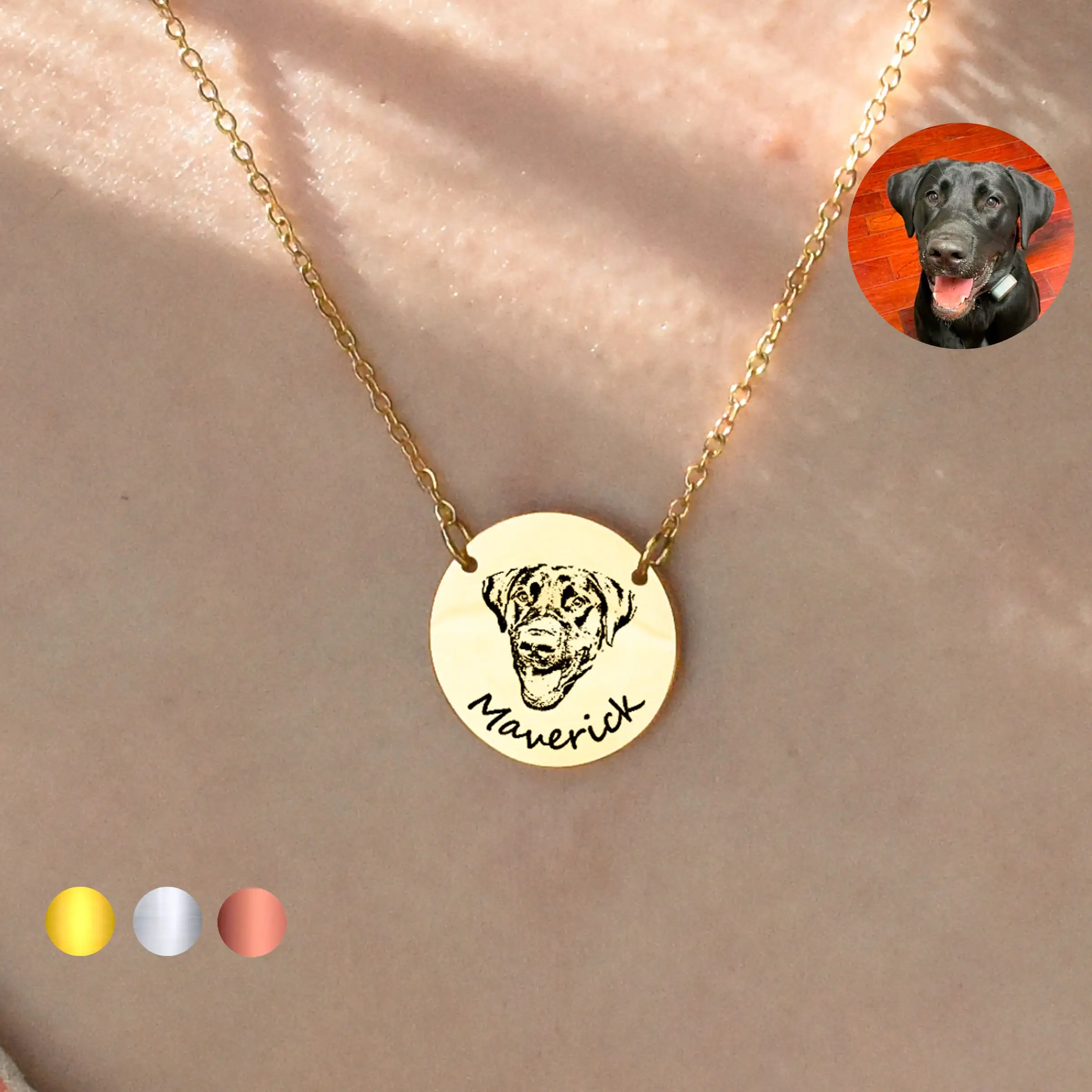 

Double Hole Pet Portrait Memorial Necklace Cat Jewelry Personalized Engraved Pet Loss Gifts Dog Cat Photo Custom Adoption Gift