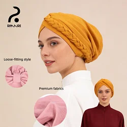 Écharpe de sauna tressée pour femmes musulmanes, casquettes intérieures, turban pour dames, couverture de cheveux, enveloppement multi-documents, RIMAIRE, chapeau à la mode, haute qualité