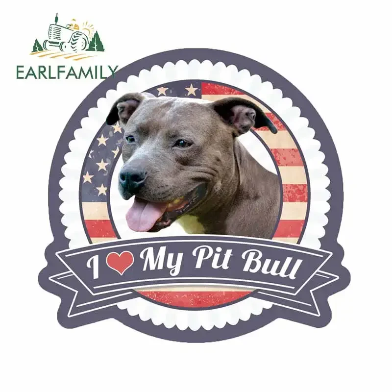 

EARLFAMILY 13cm x 12.3cm For Pit Bull Dog Personality Car Stickers Vinyl Car Wrap Decal Bumper Waterproof For JDM SUV RV