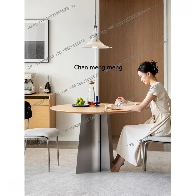 

Обеденный стол Z136 в японском стиле, круглый, из массива дерева, со стульями, для небольшой квартиры, с элементами из нержавеющей стали, в стиле «лесной ветер»