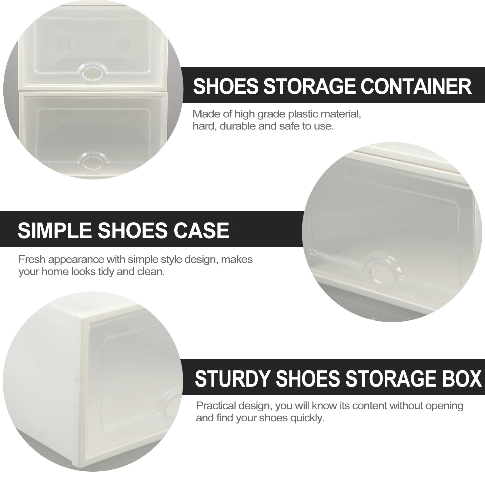 

6 Pcs Shoe Case Plastic Box Shoes Organizer Drawer White Storage Container Simple