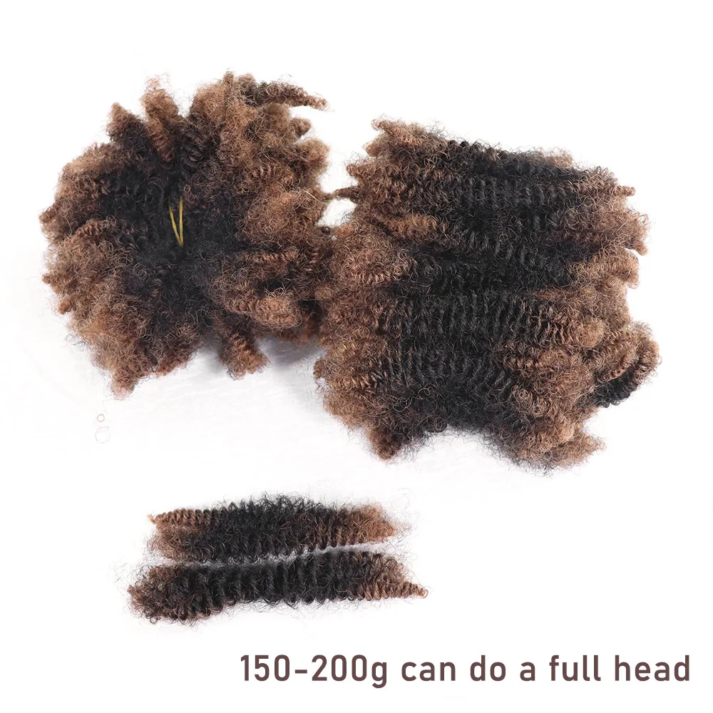 Afro Kinky Curly Bulk Human Hair for Braiding Ombre Brown Crochet Hair Locs Remy Brazilian Hair Extension for Braids No Weft