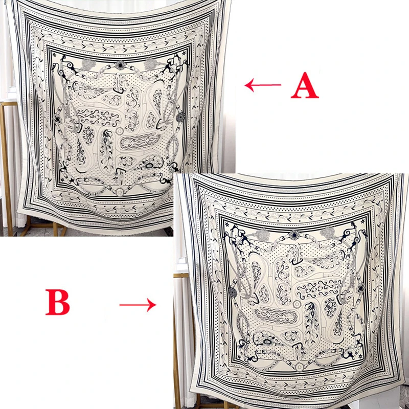 

Двусторонний шелково-шерстяной шарф с принтом, женские шали с подвернутыми краями, зимние аксессуары, роскошные головные платки, большие банданы, декоративные элементы, 140 см