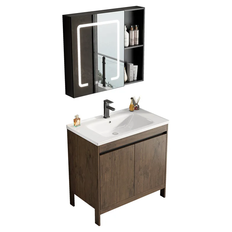 Factory Wholesale Floor Standing Bathroom Vanities Modern Washbasin and Bathroom Cabinet Waterproof Counter Top at Price view 5