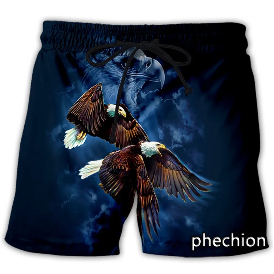 phechion New Fashion Men/Women Soaring Eagle Art 3D Print Casual Shorts Novelty Streetwear Men Loose Sporting Shorts L83