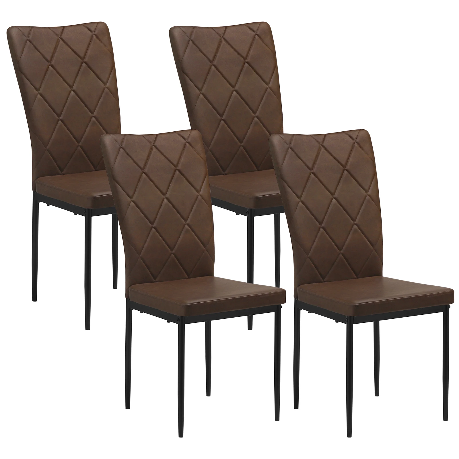 4 STKS/SET Keukenstoelen Eetkamerstoelen met Hoge Rugleuning Gestoffeerde Stoel Metalen Poten voor Eetkamer Bruiloft Keuken