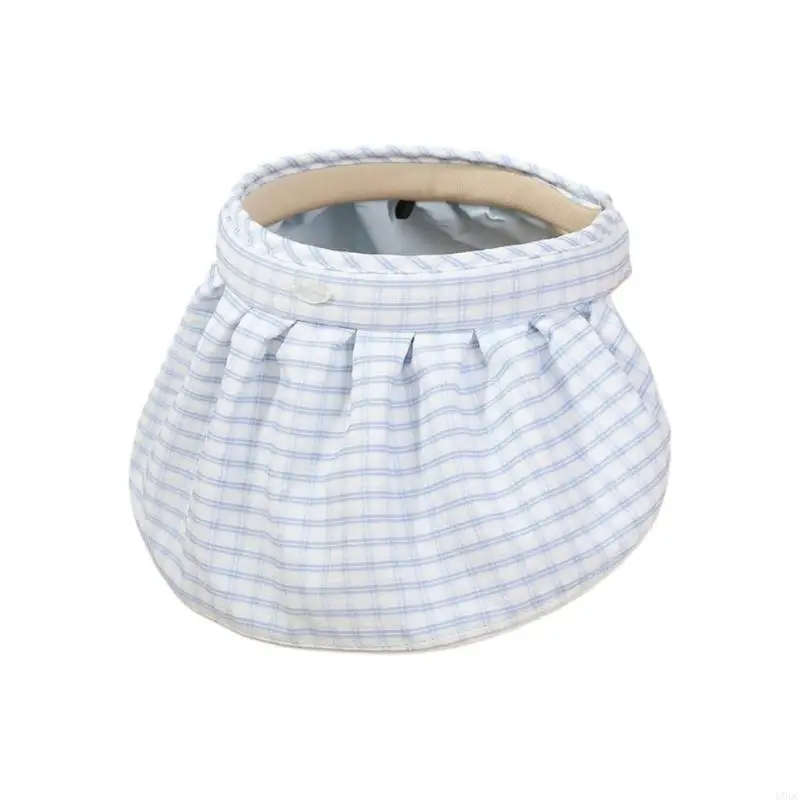 Light weight Cotton Check Sun Hat Wide Border Styles Sun Protecting Unisex Hat Y166